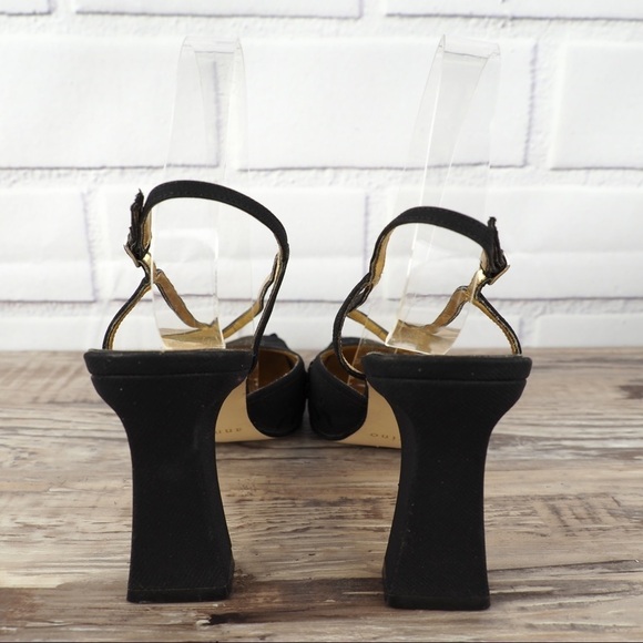 Ann Marino sz 8 black satin sequin evening shoes - Picture 5 of 8